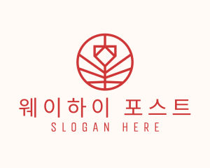 Minimalistic Red Flower logo design