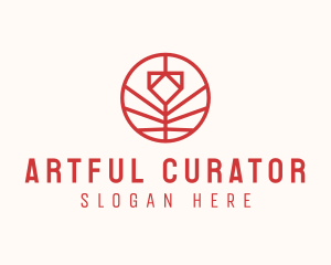 Minimalistic Red Flower logo design