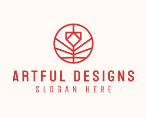 Minimalistic Red Flower logo design