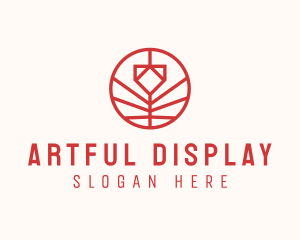 Minimalistic Red Flower logo design