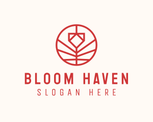 Minimalistic Red Flower logo design