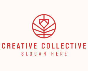 Minimalistic Red Flower logo design