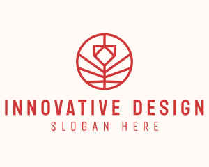 Minimalistic Red Flower logo design