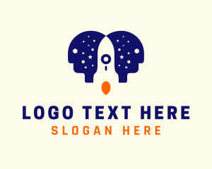 Spaceman - Human Rocket Launch logo design