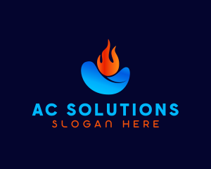 Ac - Water Flame Energy logo design