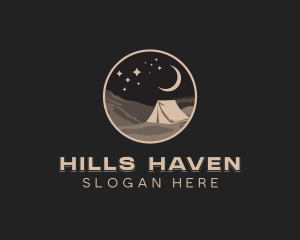 Hills - Night Camping Tent logo design