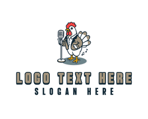 Sing - Chicken Singer Performer logo design