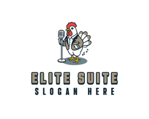 Chicken Singer Performer logo design