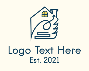 Blue House Outline  logo design