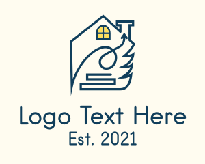 Renovation - Blue House Outline logo design