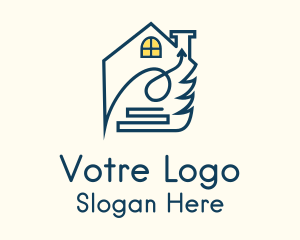 Blue House Outline  Logo