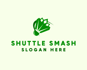 Green Badminton Shuttlecock logo design