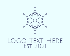 Weather - Blue Outline Snowflake logo design