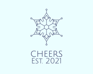 Snow - Blue Outline Snowflake logo design