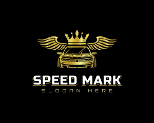 Wings Crown Sports Car logo design