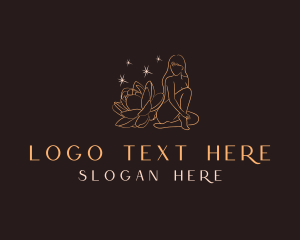 Vegan - Woman Lotus Beauty logo design