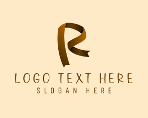 Gold - Simple Ribbon Letter R logo design