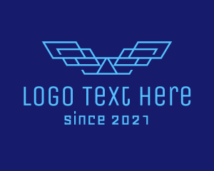 Networking - Blue Tech Wings logo design