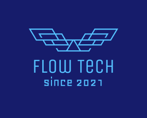 Blue Tech Wings logo design