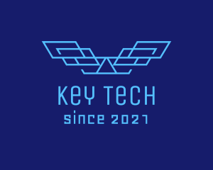 Blue Tech Wings logo design