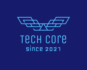 Blue Tech Wings logo design