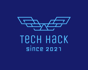 Blue Tech Wings logo design