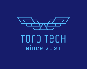 Blue Tech Wings logo design