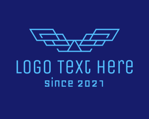 Tech - Blue Tech Wings logo design