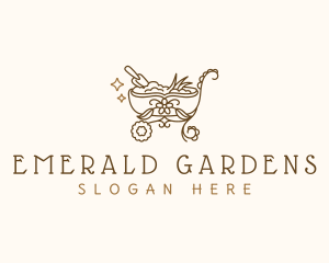 Wheelbarrow Trowel Gardening logo design