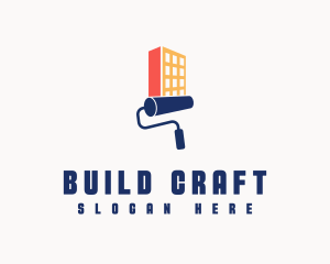 Roller Paint Building Structure logo design