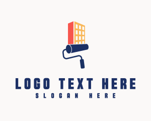 Painting - Roller Paint Building Structure logo design