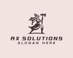 Ax - Strong Barbarian Woman logo design