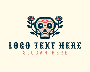 Dia De Los Muertos - Flower Decoration Skull logo design