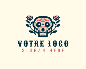 Flower Decoration Skull Logo