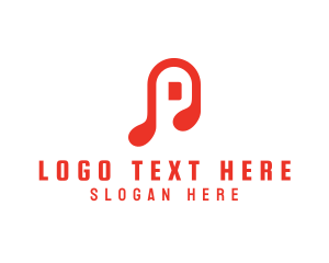 Negative Space - Music Note Letter P logo design