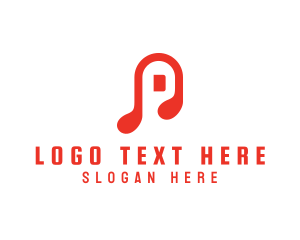 Mobile App - Music Note Letter P logo design