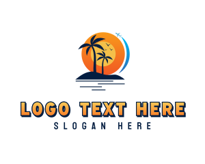 Tourist - Tropical Beach Vacation logo design