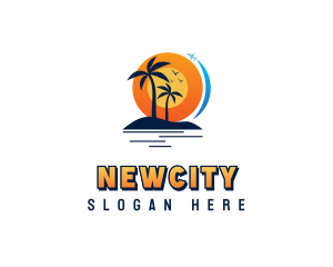 Tropical Beach Vacation Logo