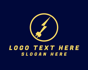 Lightning - Electric Bolt Plug logo design
