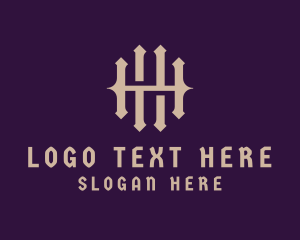 Templar - Gothic Medieval Letter H logo design