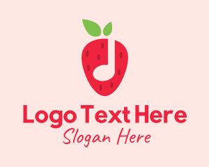 Fresh Fruit - Strawberry Music Note logo design