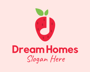 Node - Strawberry Music Note logo design