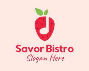 Playlist - Strawberry Music Note logo design