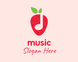 Strawberry Music Note logo design