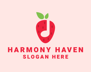 Strawberry Music Note logo design