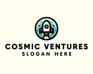 Space - Space Rocket Cartoon logo design