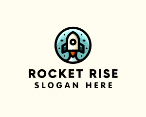 Space Rocket Cartoon logo design