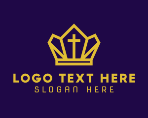 Gold - Cross Luxury Crown logo design