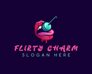 Flirt - Erotic Lollipop Lips logo design