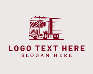 Flatbed Truck - Red Freight Trucking logo design